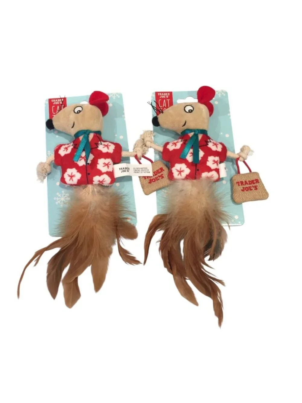 Trader Joe's 2025 Holiday Mouse with Feathers Cat Toys Set of 2